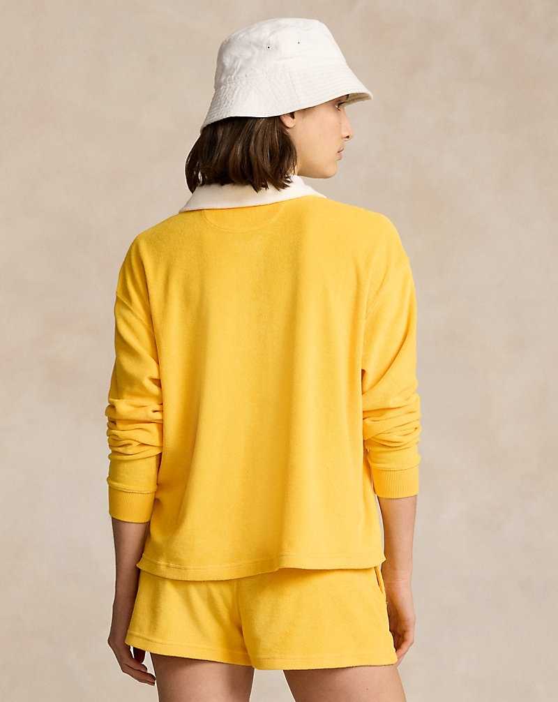 Sudaderas Ralph Lauren Cropped Terry Rugby Mujer Yellowfin | FBGPSXE-24 - vista 4