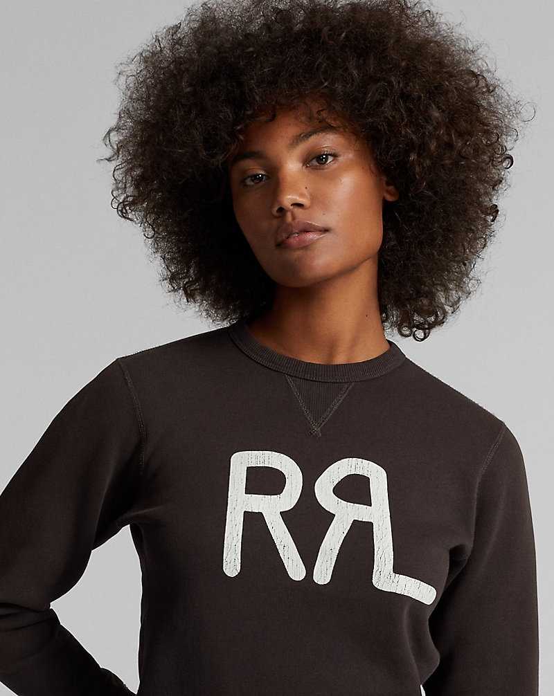 Sudaderas Ralph Lauren Logo Cotton-Blend Fleece Mujer Faded Black/White | FPTZREK-31 - vista 5