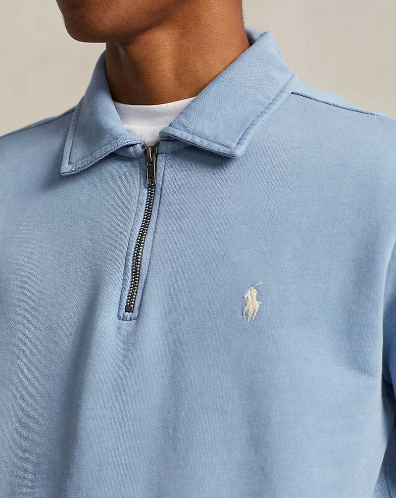 Sudaderas Ralph Lauren Loopback Fleece Quarter-Zip Hombre Azules | RNYVXHI-91 - vista 5