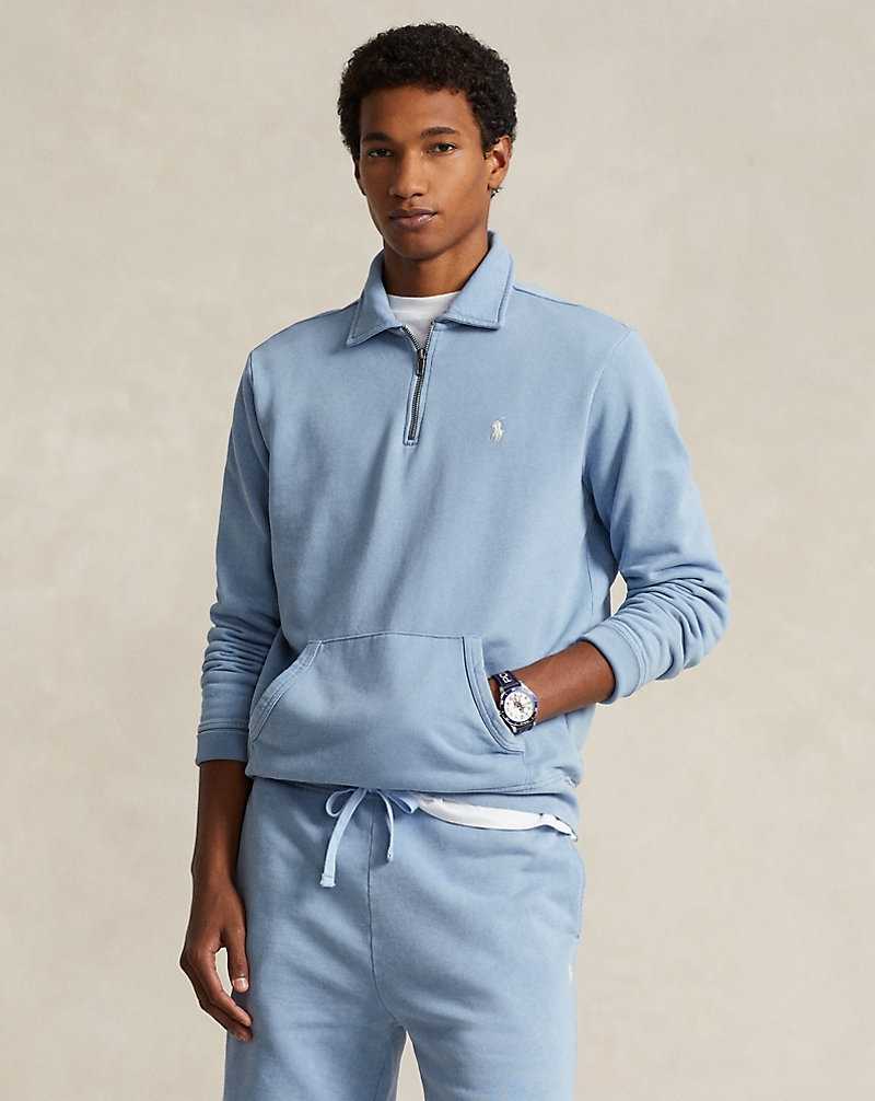 Sudaderas Ralph Lauren Loopback Fleece Quarter-Zip Hombre Azules | RNYVXHI-91 - vista 1