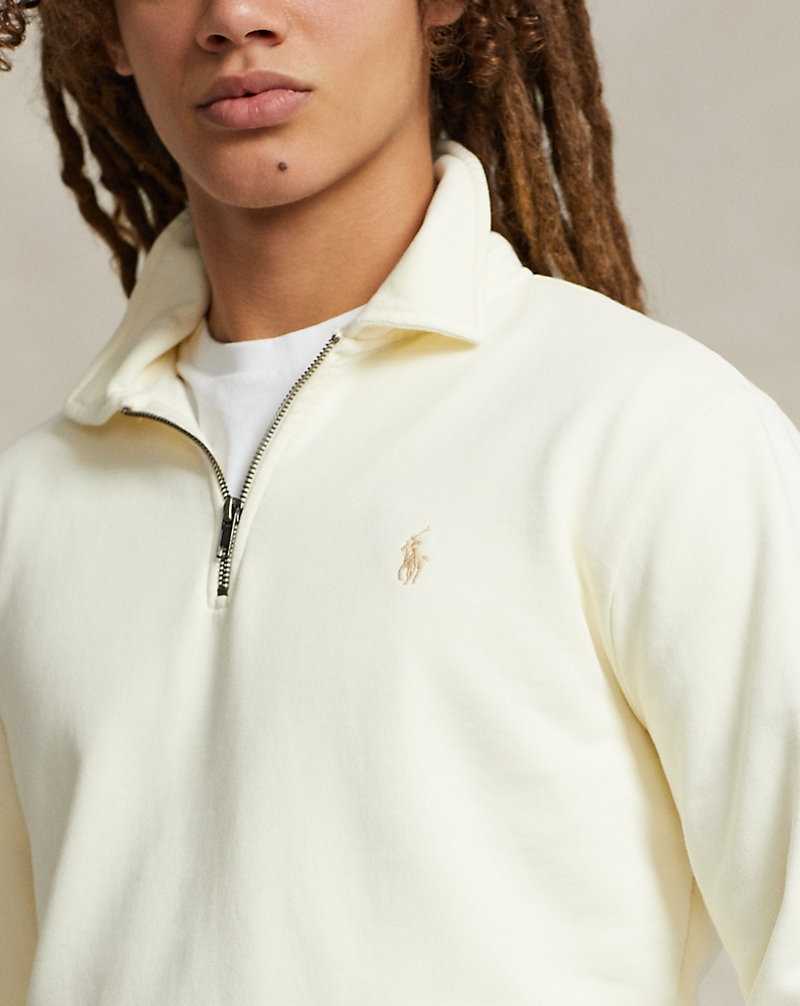 Sudaderas Ralph Lauren Loopback Fleece Quarter-Zip Hombre Creme | QNMYFRD-71 - vista 5