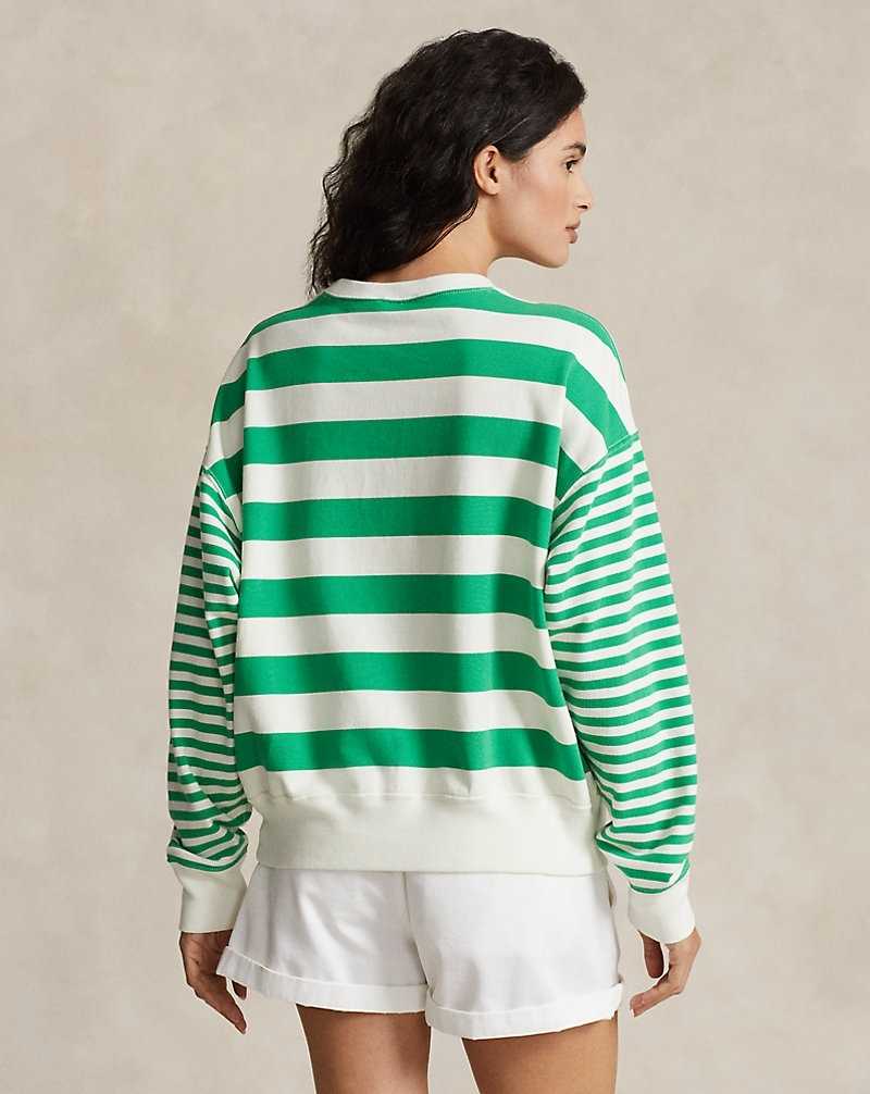 Sudaderas Ralph Lauren Striped Cotton Terry Mujer Preppy Green/Deckwash Whi | DQFKXWM-94 - vista 4
