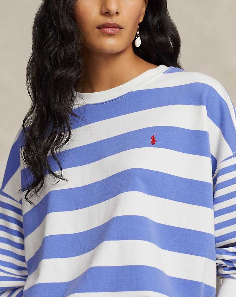 Sudaderas Ralph Lauren Striped Cotton Terry Mujer Resort Blue/Deckwash Whit | RODSZLE-93 - vista 5