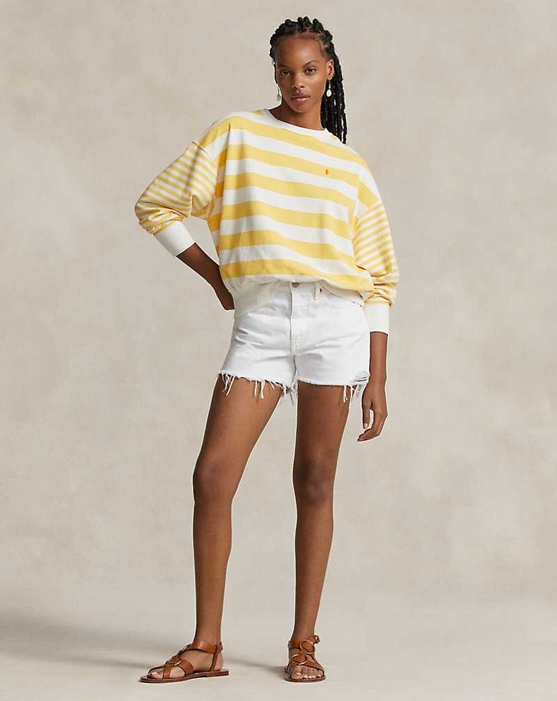Sudaderas Ralph Lauren Striped Cotton Terry Mujer Chrome Yellow/Deckwash Wh | YNVWQOR-21 - vista 3