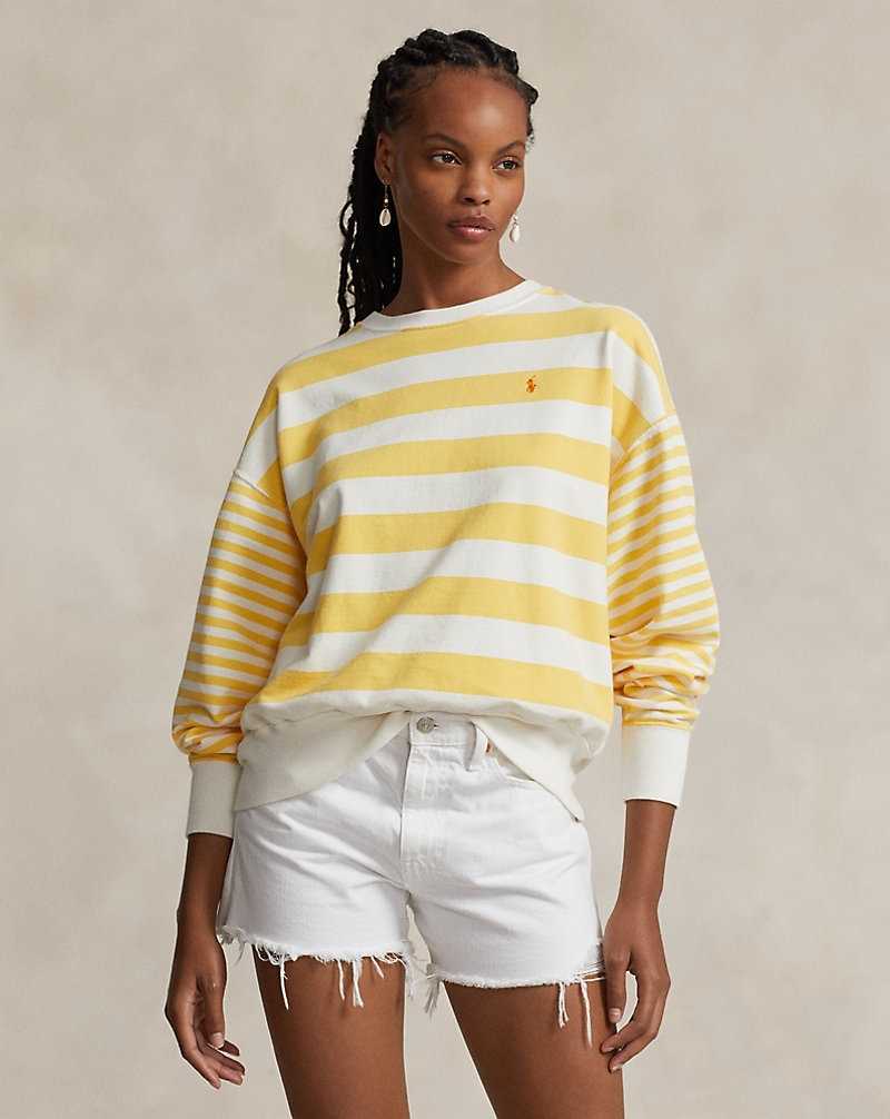 Sudaderas Ralph Lauren Striped Cotton Terry Mujer Chrome Yellow/Deckwash Wh | YNVWQOR-21 - vista 1