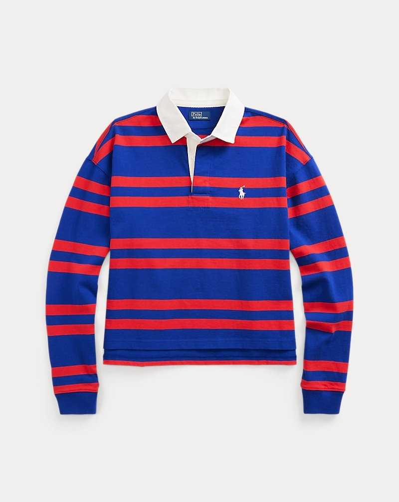 Sudaderas Ralph Lauren Striped Cropped Jersey Rugby Mujer Rojos | HTSMGPQ-93 - vista 2