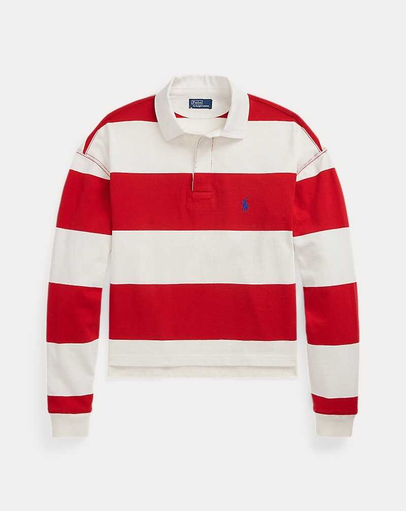 Sudaderas Ralph Lauren Striped Cropped Jersey Rugby Mujer Deckwash Wht/RL2000 Rd St | OMSHLVZ-72 - vista 2