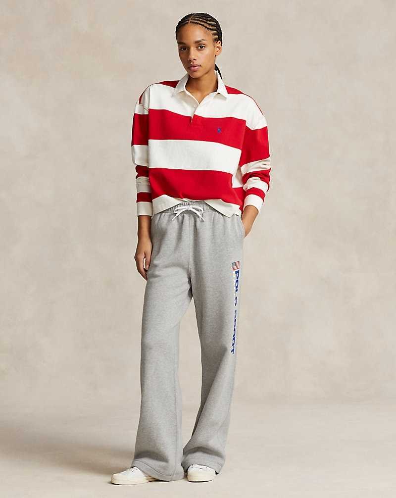 Sudaderas Ralph Lauren Striped Cropped Jersey Rugby Mujer Deckwash Wht/RL2000 Rd St | OMSHLVZ-72 - vista 3