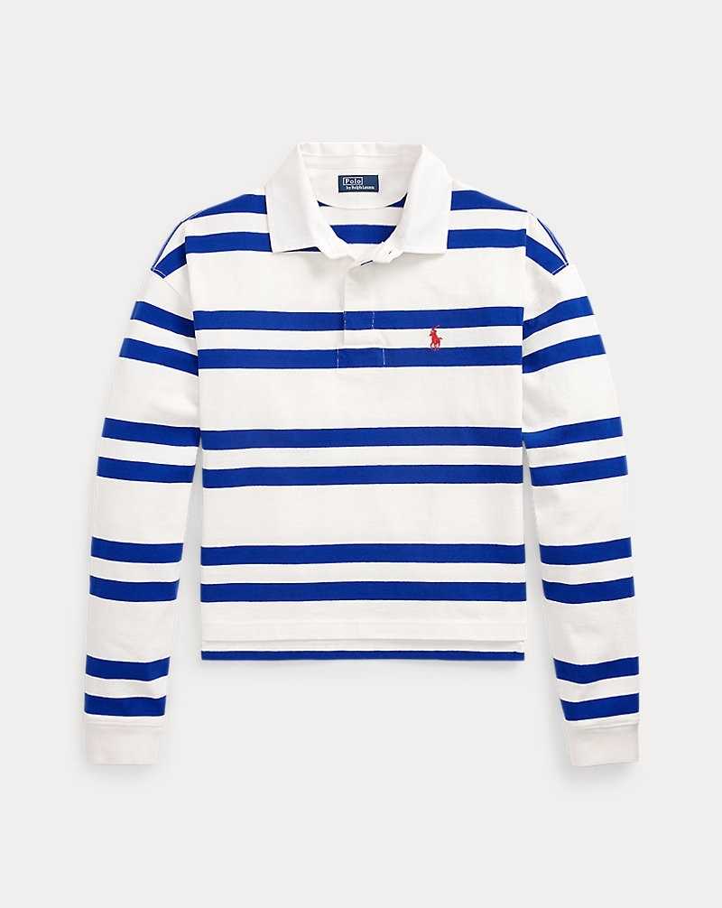 Sudaderas Ralph Lauren Striped Cropped Jersey Rugby Mujer Dckwsh Whte/Cruise Ryal S | KULOCDZ-75 - vista 2