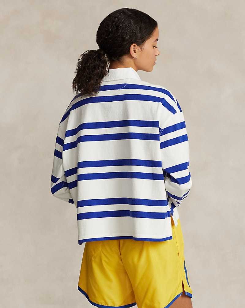 Sudaderas Ralph Lauren Striped Cropped Jersey Rugby Mujer Dckwsh Whte/Cruise Ryal S | KULOCDZ-75 - vista 4