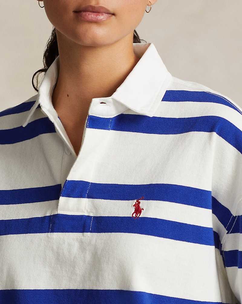 Sudaderas Ralph Lauren Striped Cropped Jersey Rugby Mujer Dckwsh Whte/Cruise Ryal S | KULOCDZ-75 - vista 5