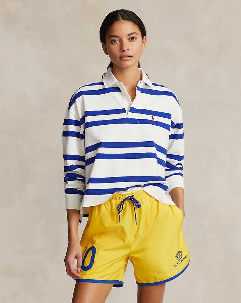 Sudaderas Ralph Lauren Striped Cropped Jersey Rugby Mujer Dckwsh Whte/Cruise Ryal S | KULOCDZ-75 - vista 1