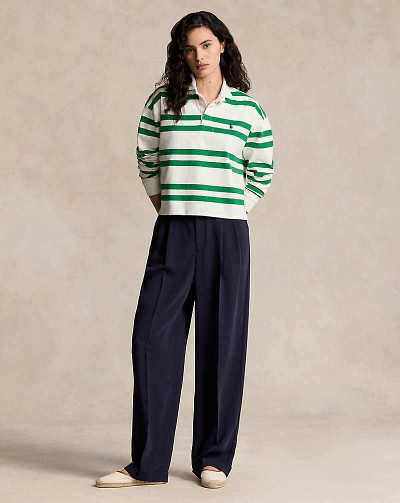 Sudaderas Ralph Lauren Striped Cropped Jersey Rugby Mujer Deckwash White/Hillside G | GJNRZOU-94 - vista 3