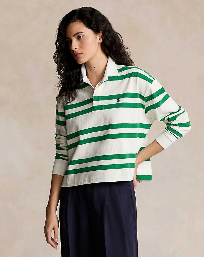 Sudaderas Ralph Lauren Striped Cropped Jersey Rugby Mujer Deckwash White/Hillside G | GJNRZOU-94 - vista 1