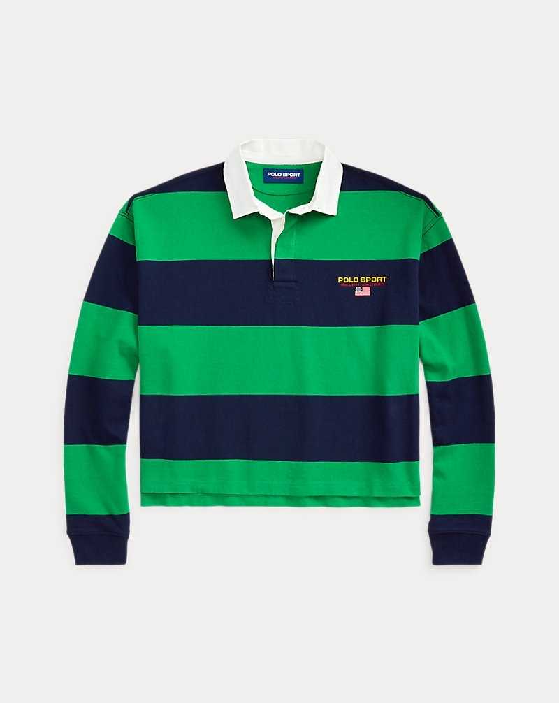 Sudaderas Ralph Lauren Striped Cropped Rugby Mujer Azul Marino | AYQBVUJ-13 - vista 2