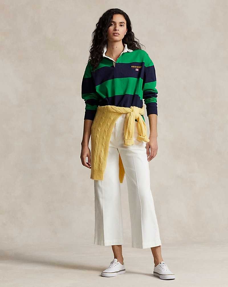 Sudaderas Ralph Lauren Striped Cropped Rugby Mujer Azul Marino | AYQBVUJ-13 - vista 3