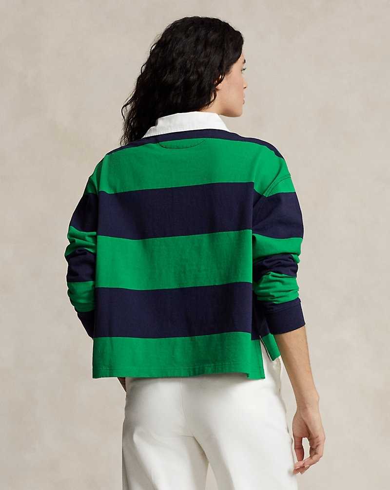 Sudaderas Ralph Lauren Striped Cropped Rugby Mujer Azul Marino | AYQBVUJ-13 - vista 4