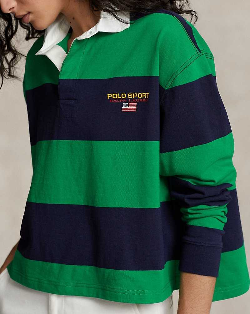 Sudaderas Ralph Lauren Striped Cropped Rugby Mujer Azul Marino | AYQBVUJ-13 - vista 5