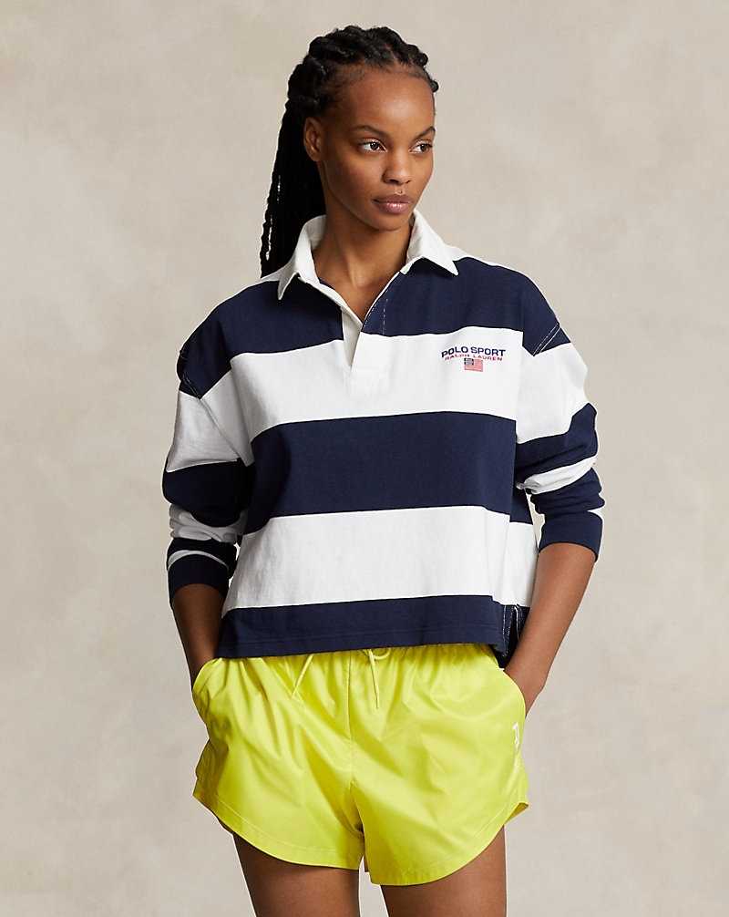 Sudaderas Ralph Lauren Striped Cropped Rugby Mujer Azul Marino | WDPAUTH-08 - vista 1