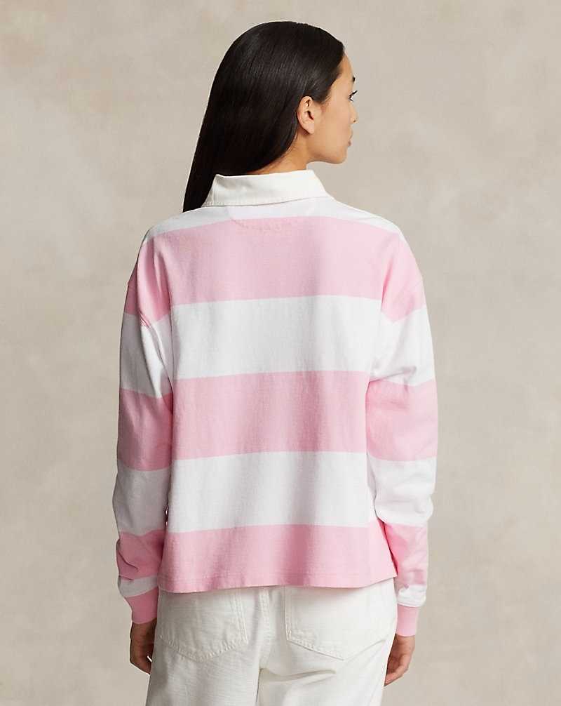 Sudaderas Ralph Lauren Striped Cropped Rugby Mujer Carmel Pink/White | OPDZIJE-81 - vista 4