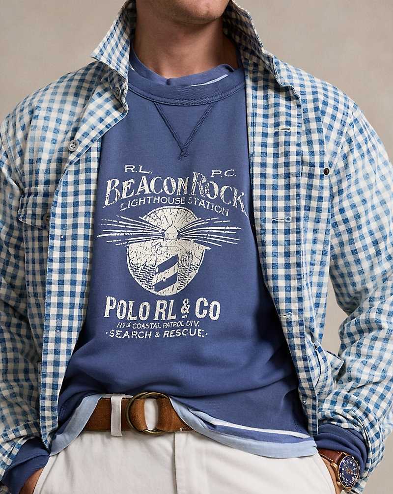 Sudaderas Ralph Lauren Vintage Fit Fleece Graphic Hombre Azules | JMGVOKE-89 - vista 5