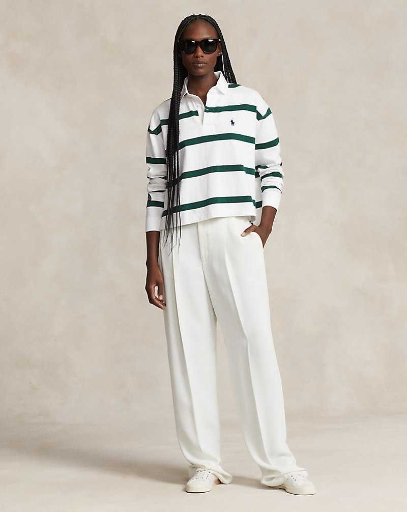 Sudaderas Ralph Lauren Wimbledon Cropped Rubgy Mujer Ceramic White/moss Agate | INGOCXT-42 - vista 3