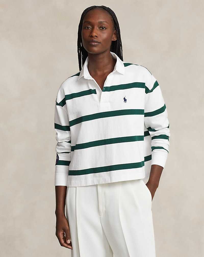 Sudaderas Ralph Lauren Wimbledon Cropped Rubgy Mujer Ceramic White/moss Agate | INGOCXT-42 - vista 1