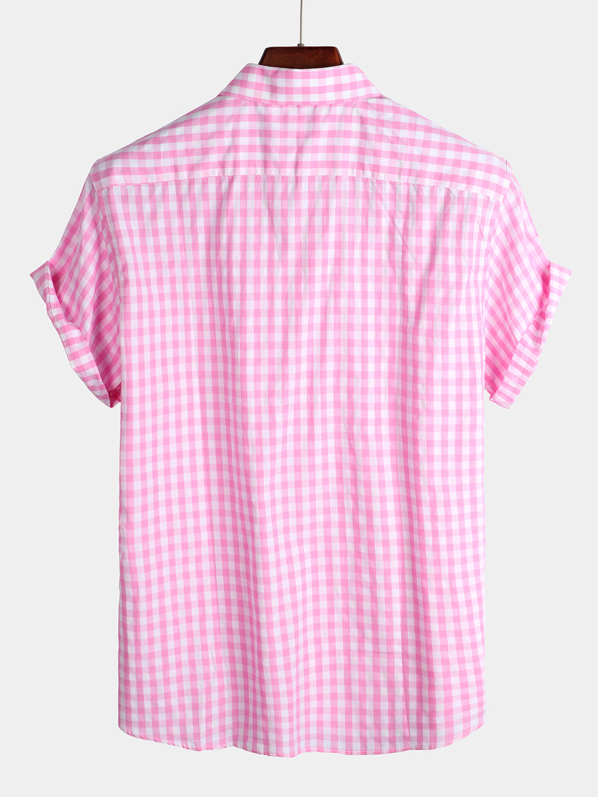 Casual de color sólido a cuadros de algodón Pockecamiseta para hombre