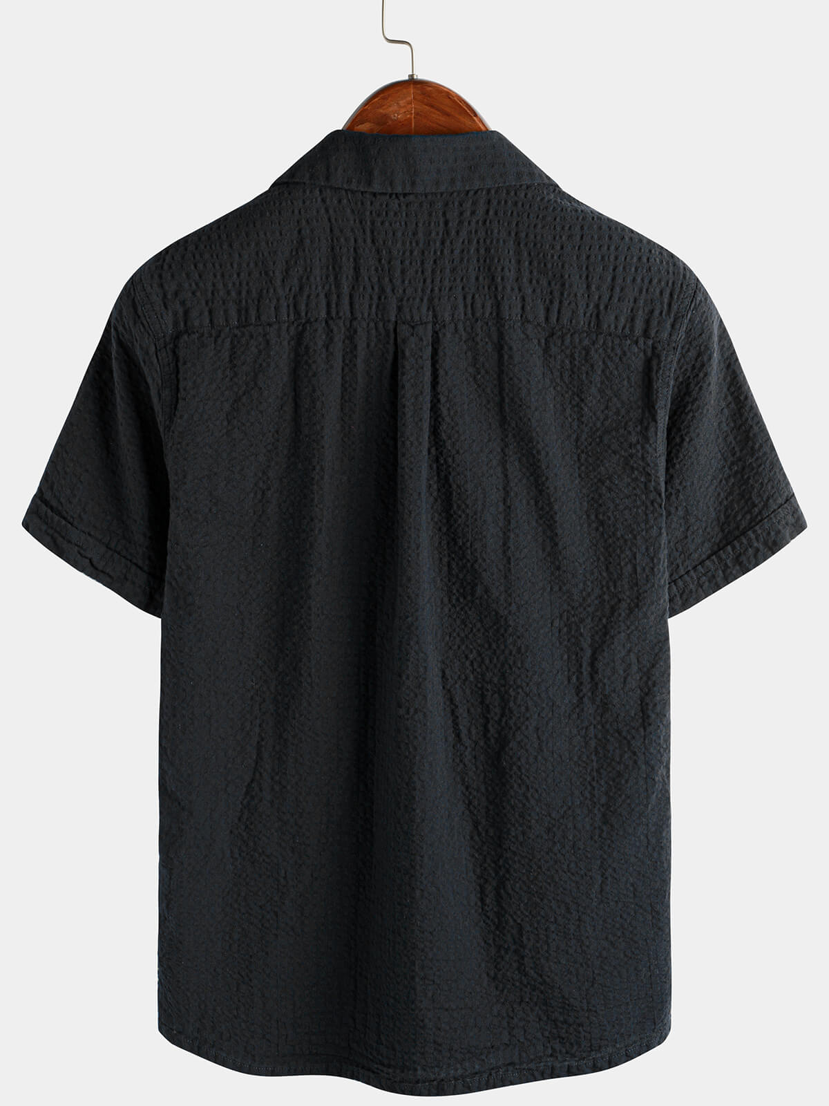 Camisa de algodón Pocket casual de color sólido Beach Summer Button Up de manga corta para hombre