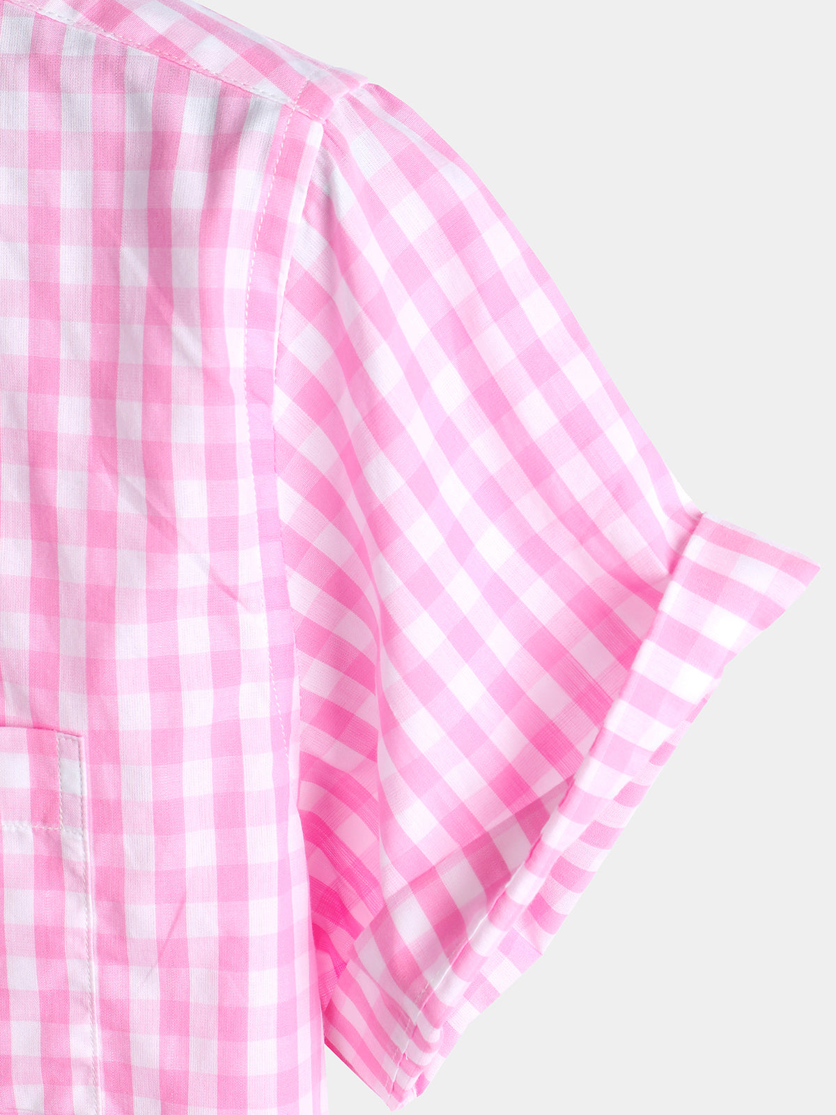 Casual de color sólido a cuadros de algodón Pockecamiseta para hombre