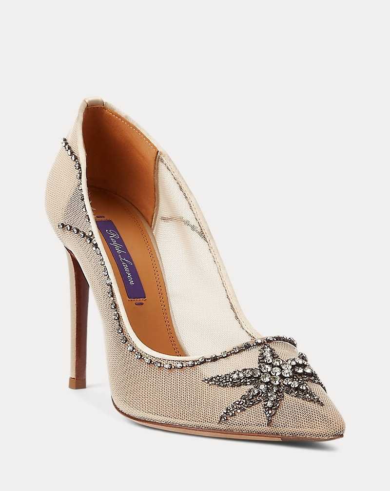 Tacones Ralph Lauren Celia Embroidered Mesh Pump Mujer Fawn/Hematite | TPXRSGA-12 - vista 2