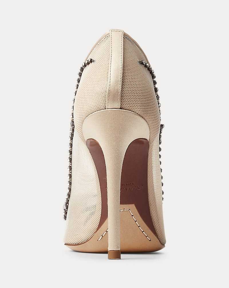 Tacones Ralph Lauren Celia Embroidered Mesh Pump Mujer Fawn/Hematite | TPXRSGA-12 - vista 3
