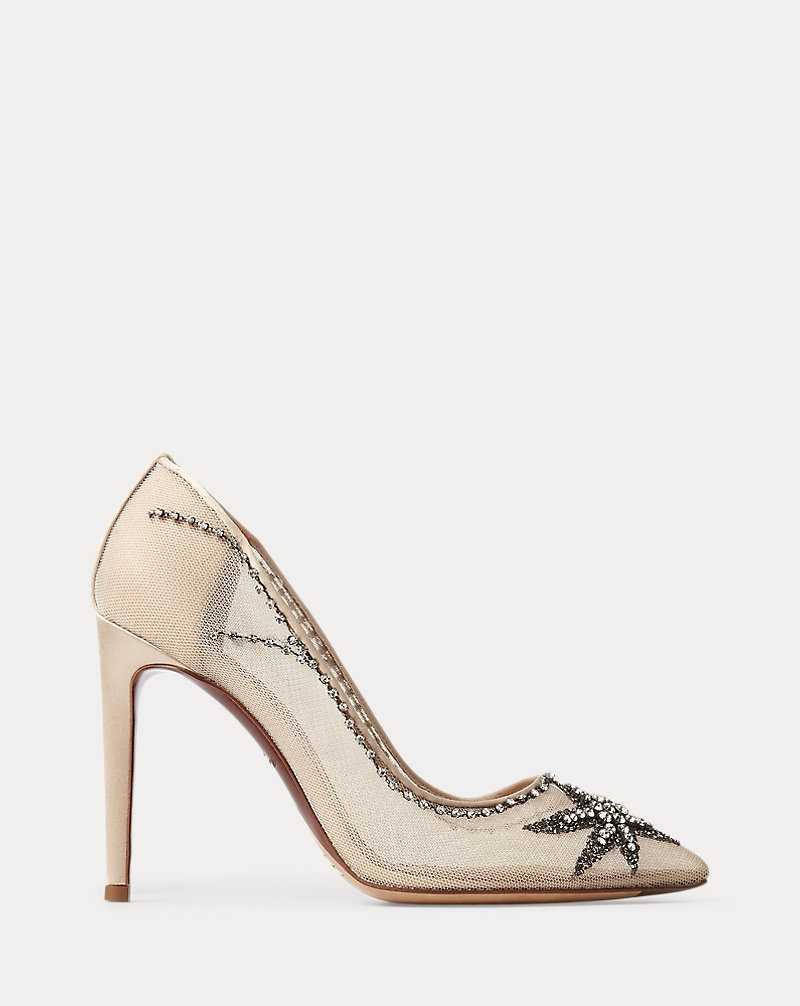 Tacones Ralph Lauren Celia Embroidered Mesh Pump Mujer Fawn/Hematite | TPXRSGA-12 - vista 1