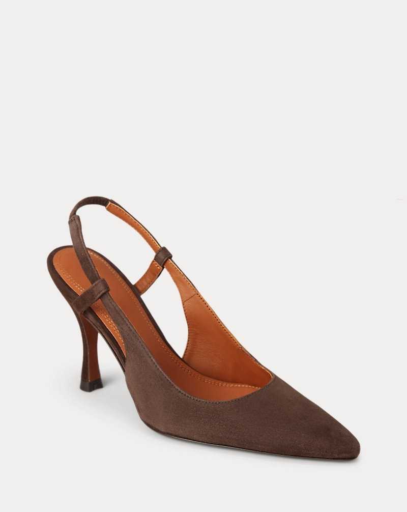 Tacones Ralph Lauren Leather Slingback Mujer Tobacco | TAWSUXE-78 - vista 2