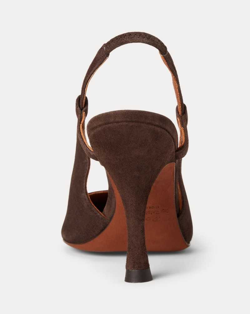 Tacones Ralph Lauren Leather Slingback Mujer Tobacco | TAWSUXE-78 - vista 3