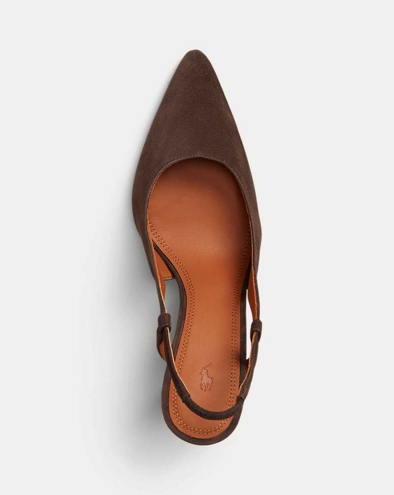 Tacones Ralph Lauren Leather Slingback Mujer Tobacco | TAWSUXE-78 - vista 4