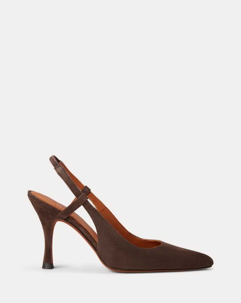 Tacones Ralph Lauren Leather Slingback Mujer Tobacco | TAWSUXE-78 - vista 1
