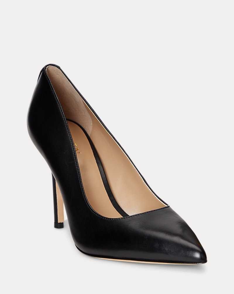 Tacones Ralph Lauren Lindella II Burnished Leather Pump Mujer Negros | IPYOZUD-15 - vista 2