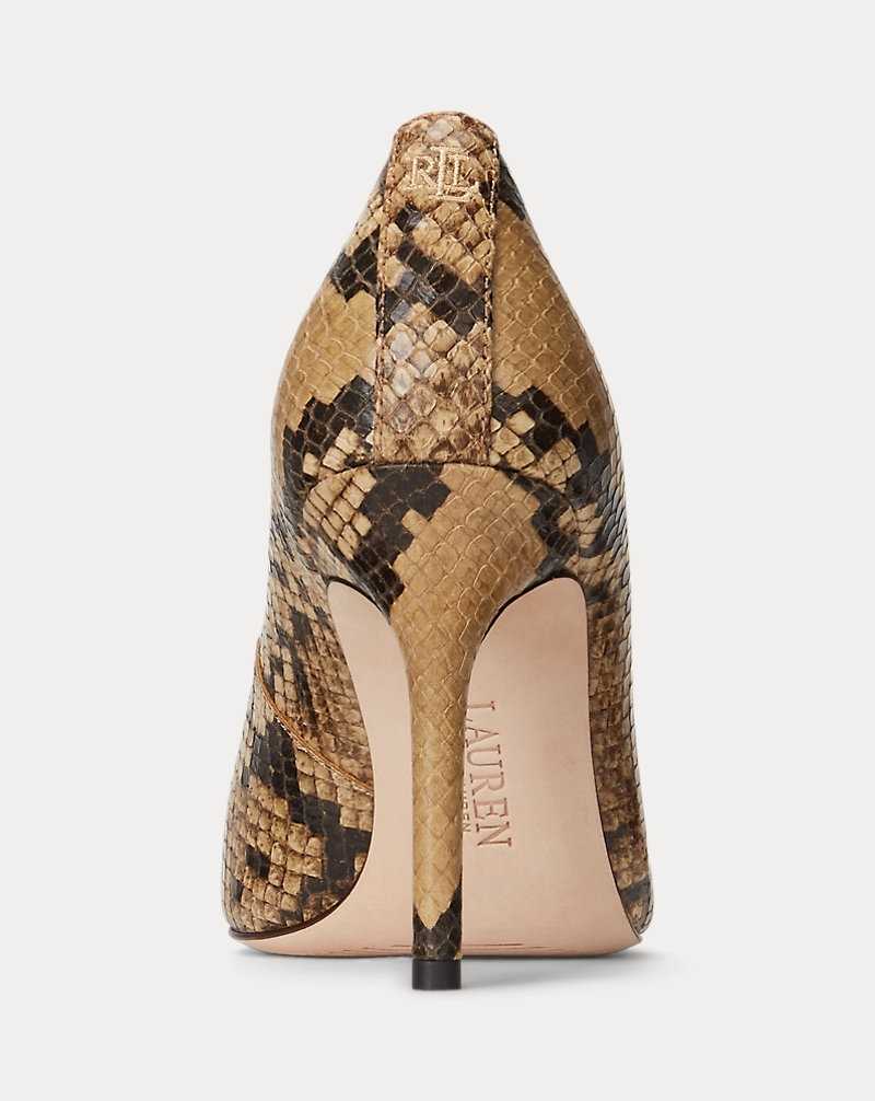 Tacones Ralph Lauren Lindella II Faux-Snakeskin Pump Mujer Caramel | DFXORTZ-03 - vista 3