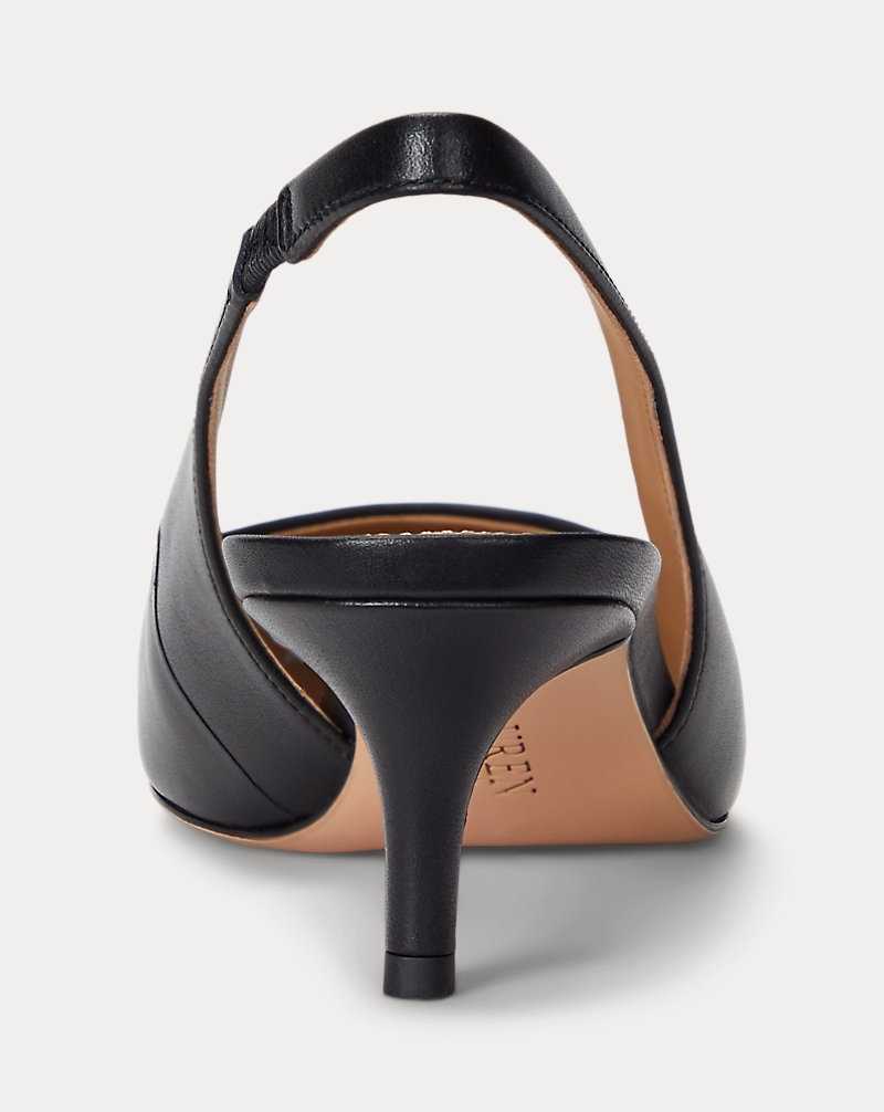 Tacones Ralph Lauren Lolah Burnished Leather Slingback Pump Mujer Negros | XMSFPOI-53 - vista 3