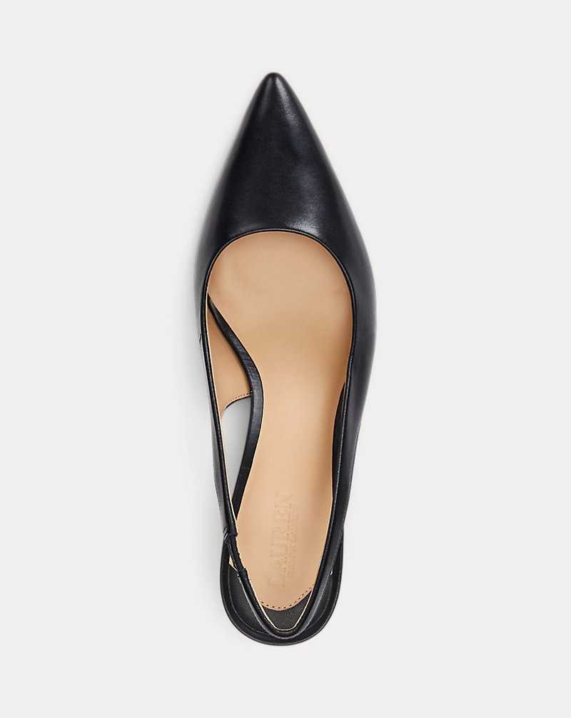 Tacones Ralph Lauren Lolah Burnished Leather Slingback Pump Mujer Negros | XMSFPOI-53 - vista 4