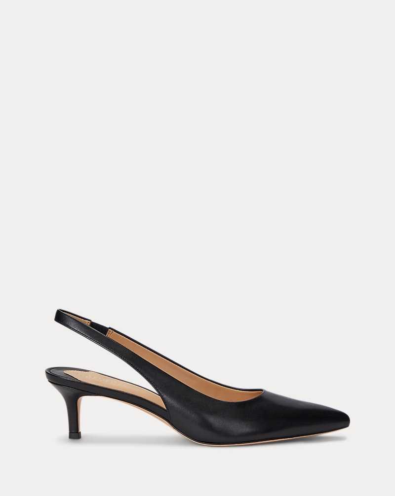 Tacones Ralph Lauren Lolah Burnished Leather Slingback Pump Mujer Negros | XMSFPOI-53 - vista 1