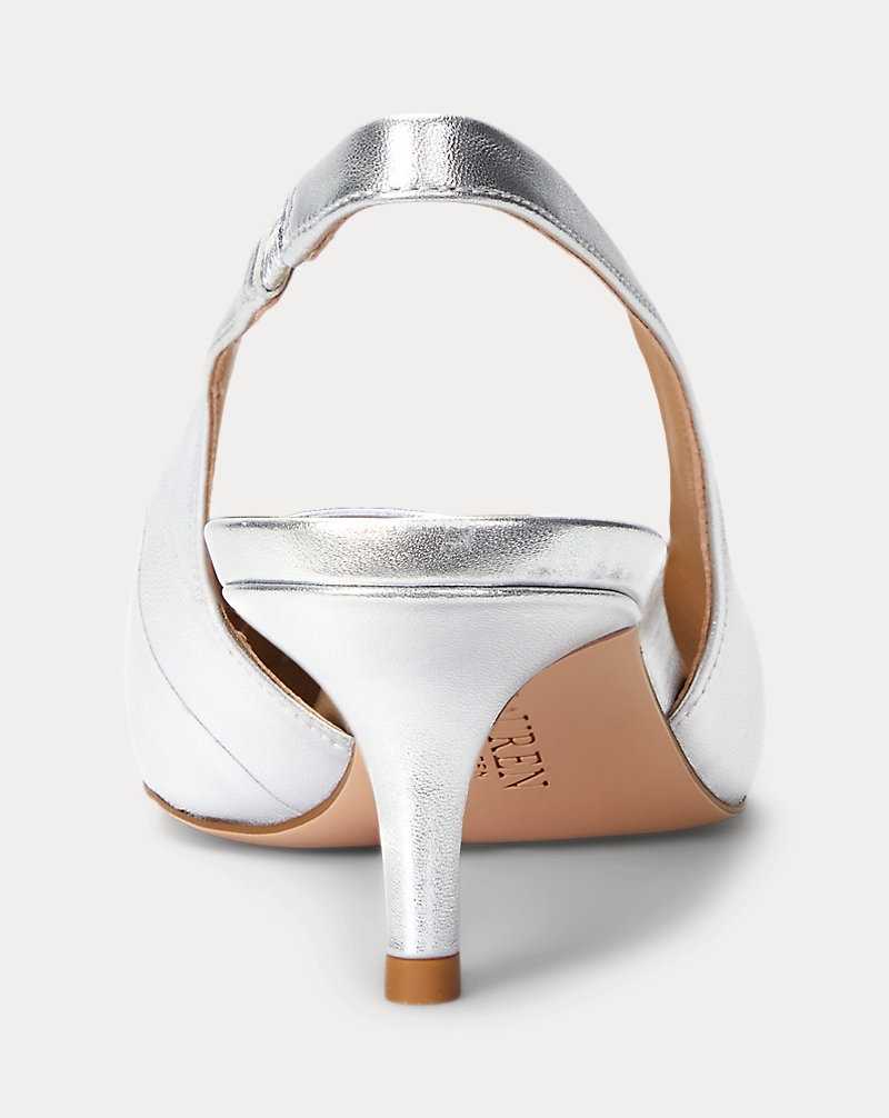 Tacones Ralph Lauren Lolah II Metallic Leather Slingback Pump Mujer Plateados | JUPFWZO-41 - vista 3