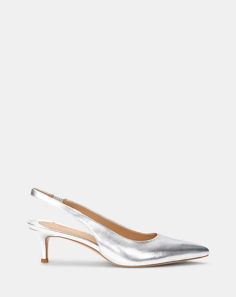 Tacones Ralph Lauren Lolah II Metallic Leather Slingback Pump Mujer Plateados | JUPFWZO-41 - vista 1