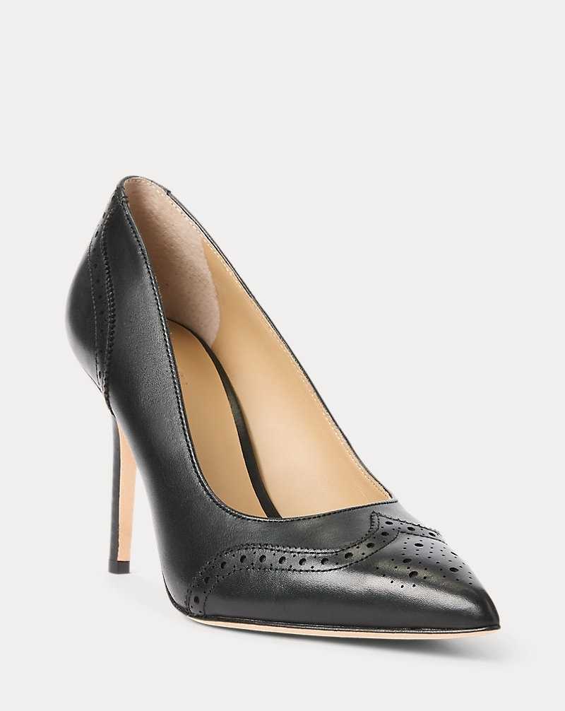 Tacones Ralph Lauren Lynden Burnished Leather Pump Mujer Negros | SMVRLBN-10 - vista 2