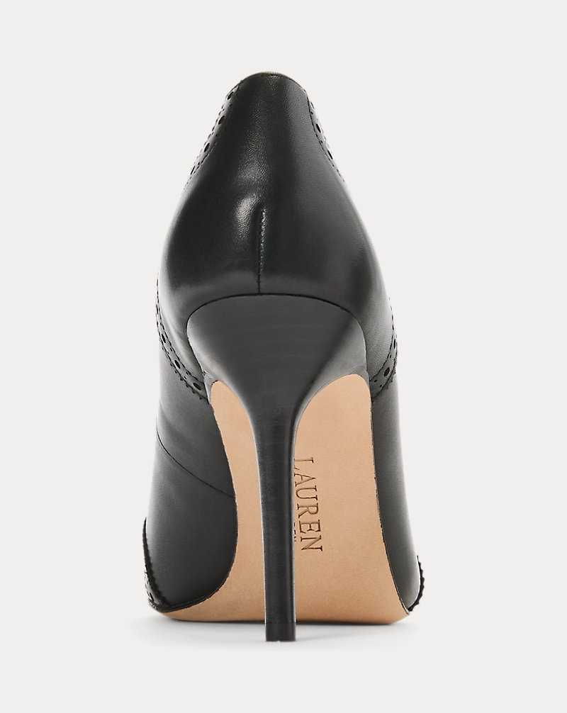 Tacones Ralph Lauren Lynden Burnished Leather Pump Mujer Negros | SMVRLBN-10 - vista 3
