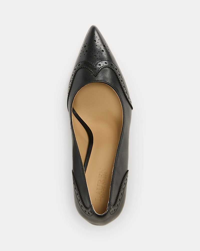 Tacones Ralph Lauren Lynden Burnished Leather Pump Mujer Negros | SMVRLBN-10 - vista 4