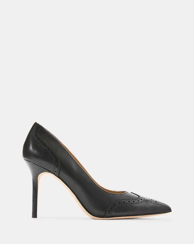 Tacones Ralph Lauren Lynden Burnished Leather Pump Mujer Negros | SMVRLBN-10 - vista 1