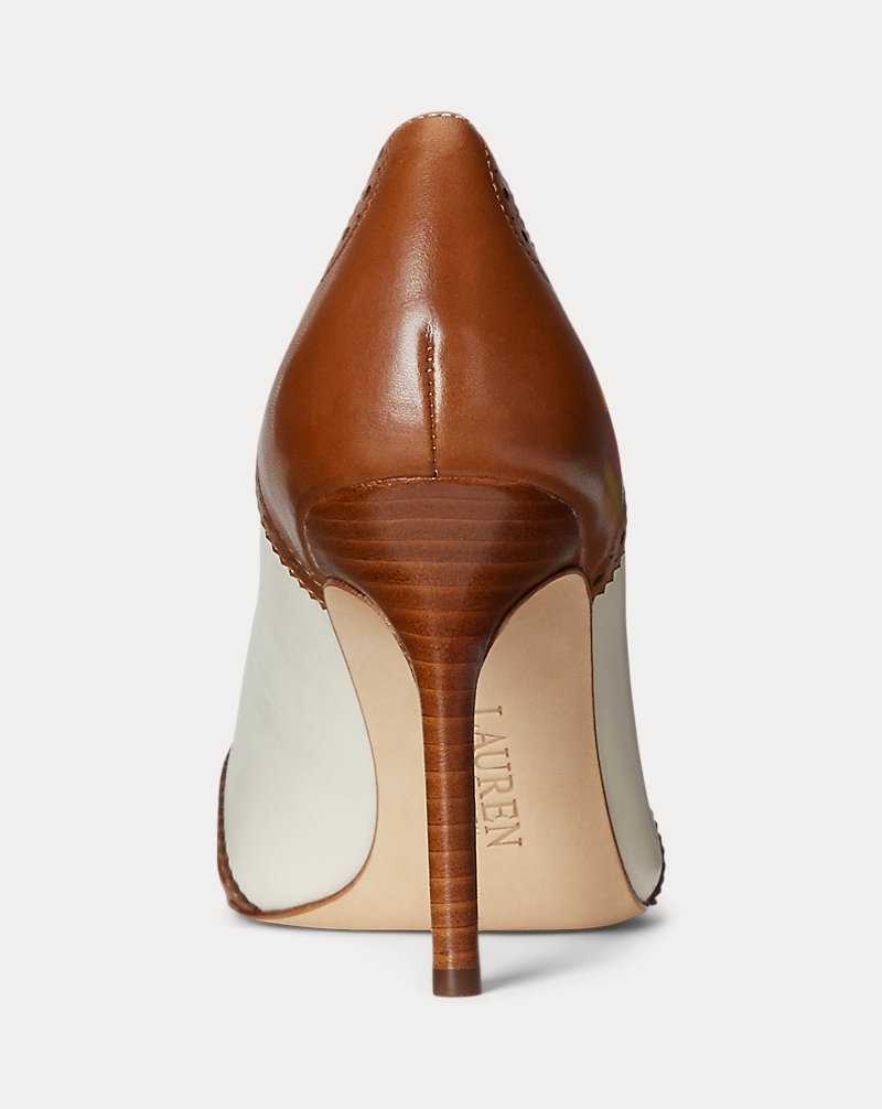 Tacones Ralph Lauren Lynden Nappa Burnished Leather Pump Mujer Azules | VWXLKMQ-70 - vista 3