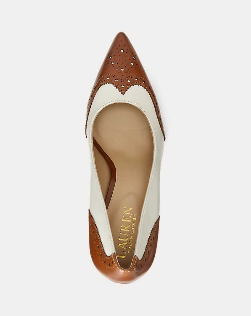 Tacones Ralph Lauren Lynden Nappa Burnished Leather Pump Mujer Azules | VWXLKMQ-70 - vista 4